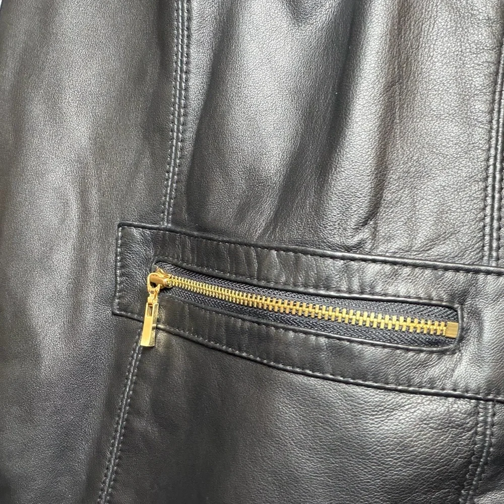 Jones New York Genuine Leather Jacket Black Zip Front Plus Size 3X - Picture 5 of 7